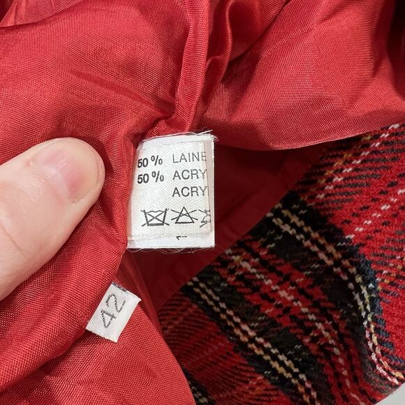 Olivier Strelli Women’s Wool Tartan Blazer Sz L 42 Red Plaid Preppy Academiacore - Picture 4 of 8